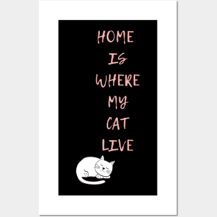 Home is where my cat live Posters and Art